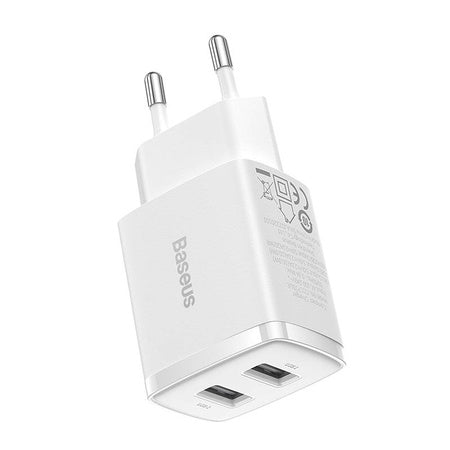 Baseus Compact Quick Charger, 2x USB, 10.5W (white)