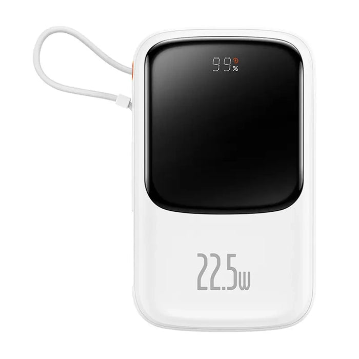 Powerbank Baseus Qpow Pro with USB-C cable, USB-C, USB, 10000mAh, 22.5W (white)