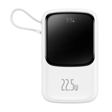 Powerbank Baseus Qpow Pro with USB-C cable, USB-C, USB, 10000mAh, 22.5W (white)