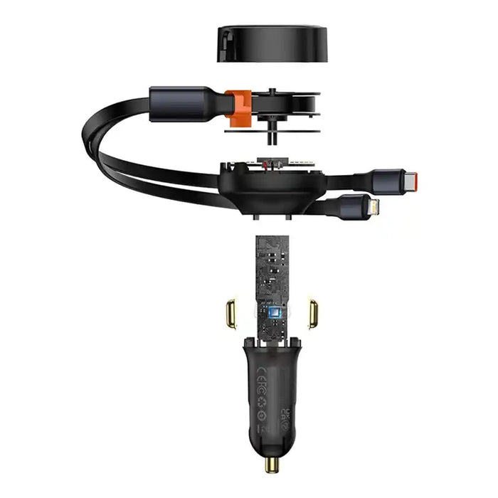 Car Charger Baseus Enjoyment with cable USB-C + Lightning 3A, 30W (Black)