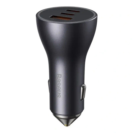 Car charger Baseus Golden Contactor Pro, 2x USB-C, 1x USB, 65W (grey)