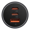 Car charger Baseus Golden Contactor Pro, 2x USB-C, 1x USB, 65W (grey)