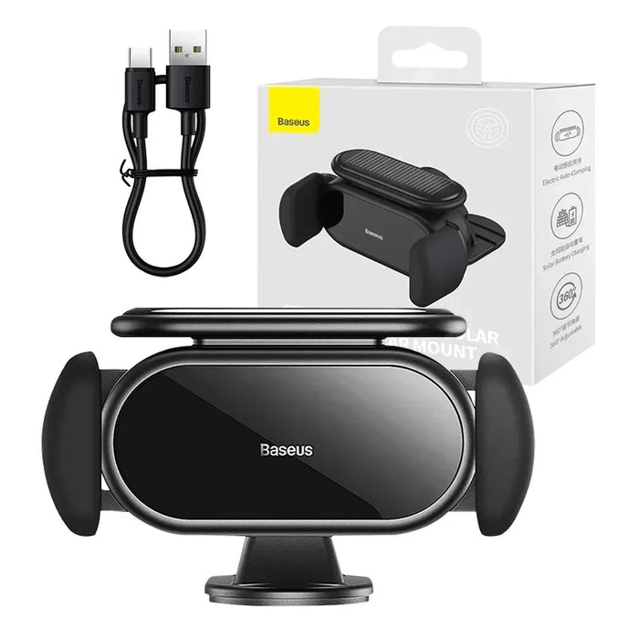 Solar Electric Car Phone Holder Baseus Steel Cannon Pro (Black)