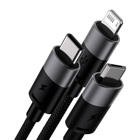 3in1 USB cable Baseus StarSpeed Series, USB-C + Micro + Lightning 3,5A, 1.2m (Black)
