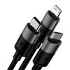 3in1 USB cable Baseus StarSpeed Series, USB-C + Micro + Lightning 3,5A, 1.2m (Black)