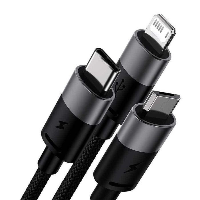 3in1 USB cable Baseus StarSpeed Series, USB-C + Micro + Lightning 3,5A, 1.2m (Black)