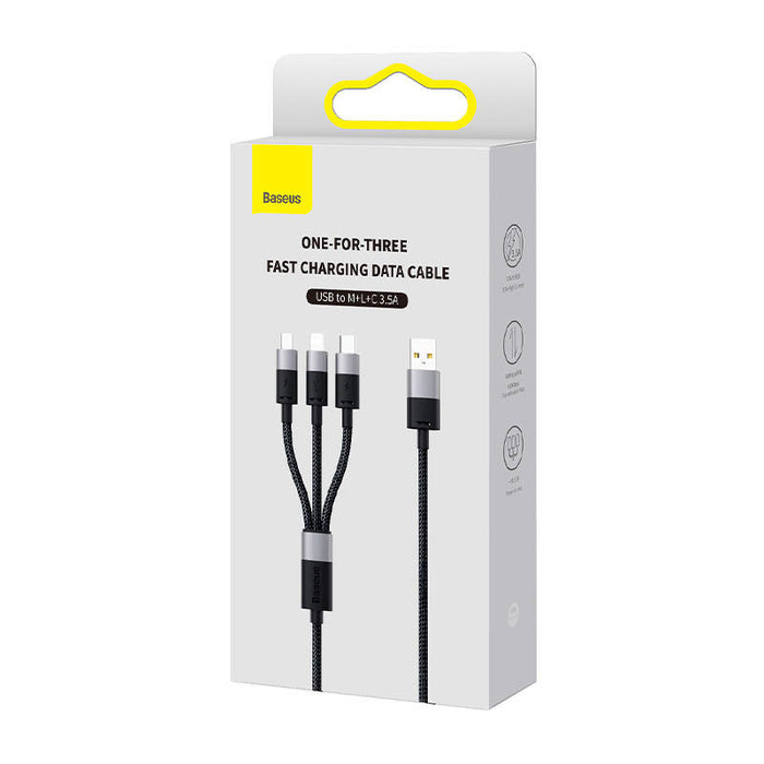 3in1 USB cable Baseus StarSpeed Series, USB-C + Micro + Lightning 3,5A, 1.2m (Black)