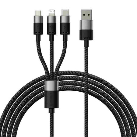 3in1 USB cable Baseus StarSpeed Series, USB-C + Micro + Lightning 3,5A, 1.2m (Black)