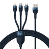 3in1 USB cable Baseus USB 3in1 Baseus Flash Series,  USB-C + Micro + Lightning 66W, 1.2m (blue)