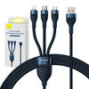 3in1 USB cable Baseus USB 3in1 Baseus Flash Series,  USB-C + Micro + Lightning 66W, 1.2m (blue)
