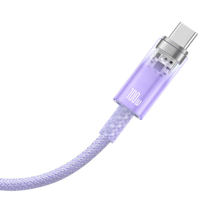 Baseus Explorer 100W USB-A - USB-C Cable with Intelligent Temperature Sensor 1m - Purple