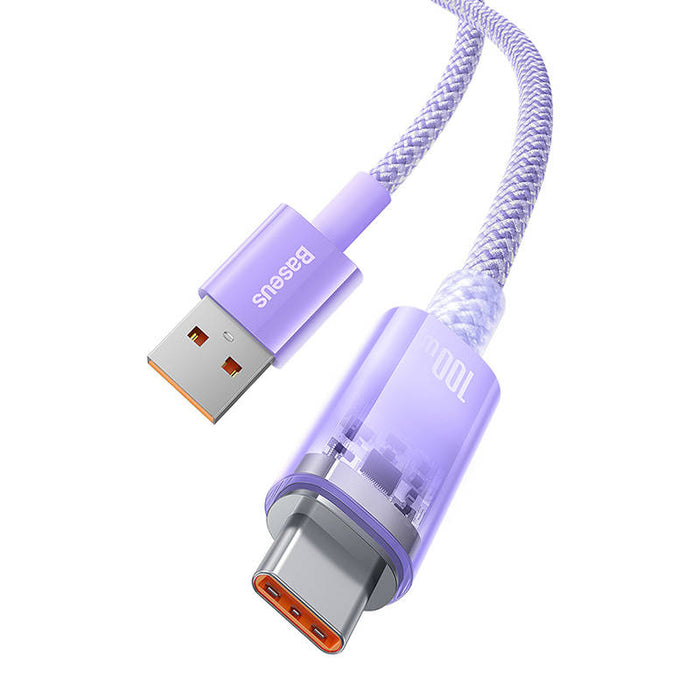 Baseus Explorer 100W USB-A - USB-C Cable with Intelligent Temperature Sensor 1m - Purple