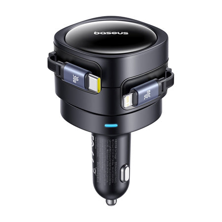 Baseus Enjoyment Max car charger with USB-C+Lightning cables 60W Black