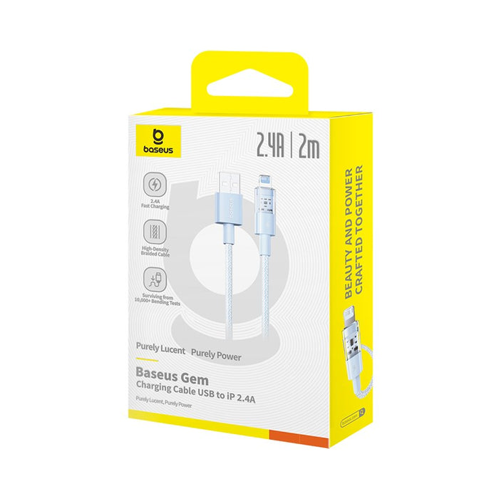 Baseus Gem USB to IP 2.4A fast charging cable 2 m Blue
