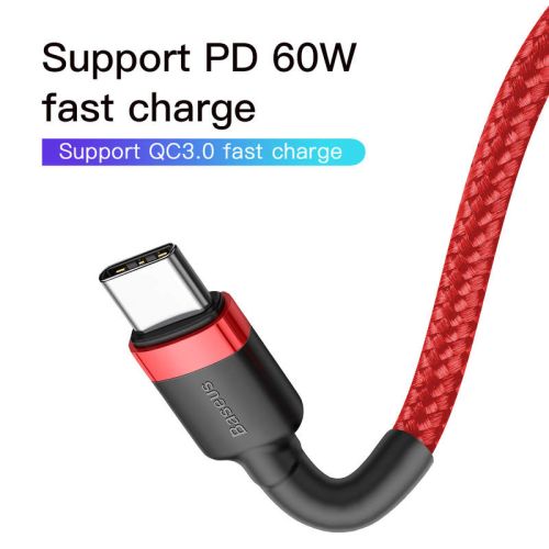 Baseus Cafule Cable USB-C PD 2.0 QC 3.0 60W 1m (Red)