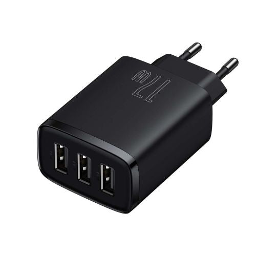 Baseus Compact Quick Charger, 3x USB, 17W (Black)