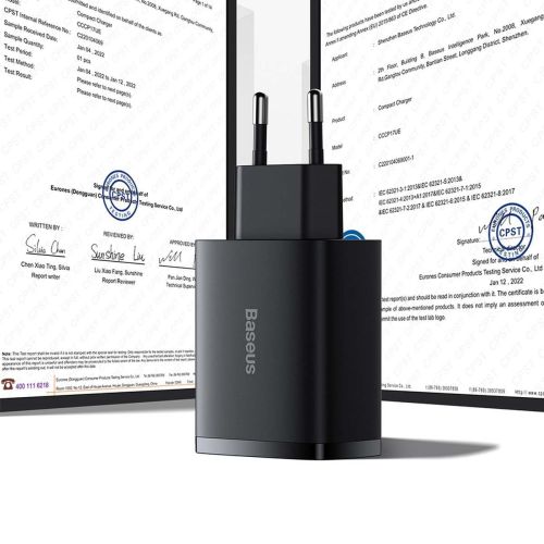 Baseus Compact Quick Charger, 3x USB, 17W (Black)