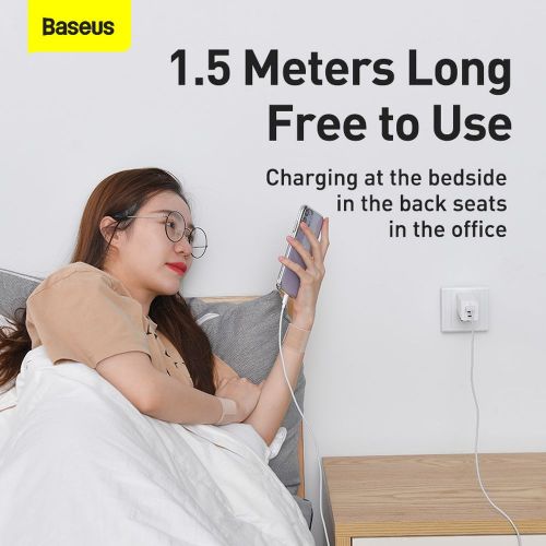 Baseus Simple Wisdom Data Cable Kit USB to Lightning 2.4A (2PCS/Set）1.5m White