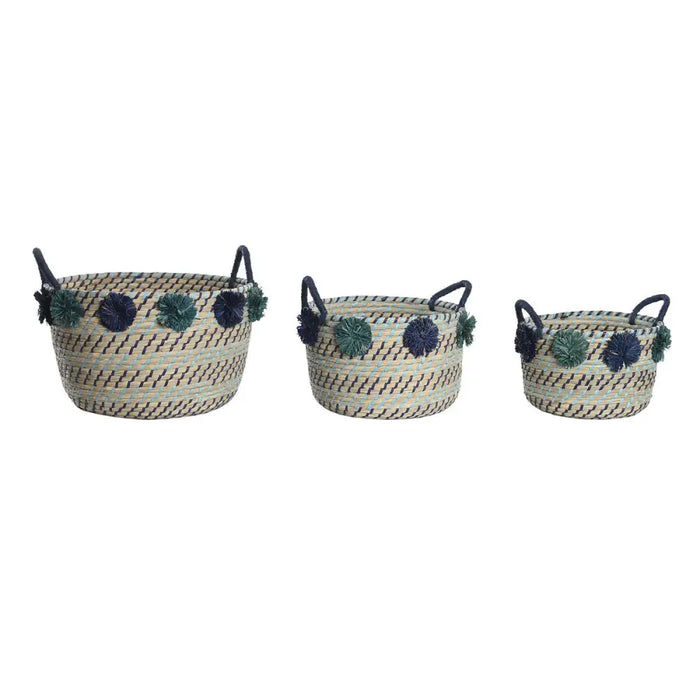 Basket set DKD Home Decor polypropylene Pompoms 46 x 44 x 34 cm - Баня<<<Дом Градина<<<BigBuy&&&Аксесоари и