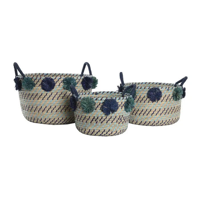 Basket set DKD Home Decor polypropylene Pompoms 46 x 44 x 34 cm - Баня<<<Дом Градина<<<BigBuy&&&Аксесоари и