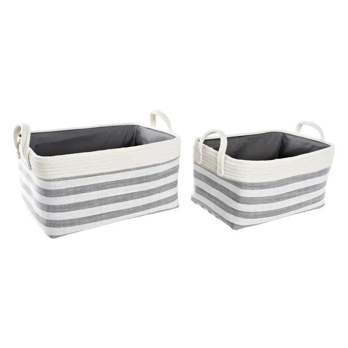 Basket set DKD Home Decor Stripes 40 x 30 x 23 cm Grey - Баня<<<Дом Градина<<<BigBuy&&&Аксесоари и