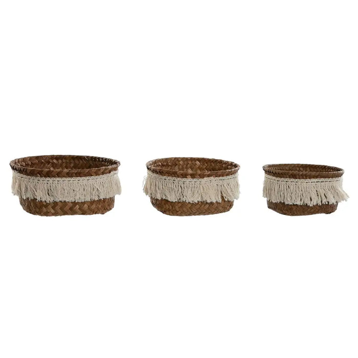 Basket set Home ESPRIT Natural Fibre Boho Worn 16 x 16 x 6 cm - Баня<<<Дом Градина<<<BigBuy&&&Аксесоари и