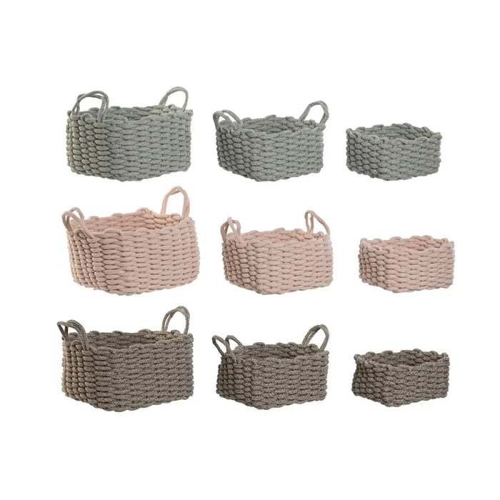 Basket set Home ESPRIT Rope 28 x 28 x 18 cm - Баня<<<Дом Градина<<<BigBuy&&&Аксесоари и кранчета<<<Баня<<<Дом