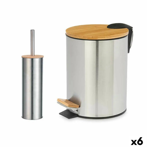 Bath Set Berilo Silver Bamboo Stainless steel polypropylene 25 x 28 x 20 cm 28,5 x 28 x 18 cm 2 Pieces (6 Units)