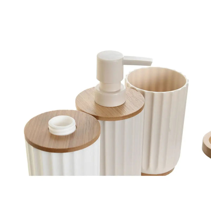 Bath Set DKD Home Decor White Beige Bamboo polystyrene 16 x 9 x 18 cm 3 Pieces (2 Units) - Баня<<<Дом