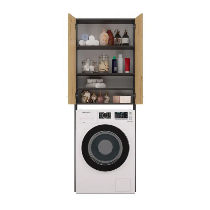 Bathroom cabinet POLA DD 64x30xH180 anthracite/artisan - Bathroom shelvesMLA-REG<<<Bathroom furnitureMLA<<<ActionPL