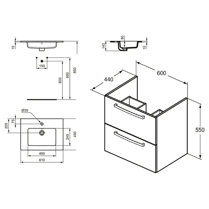 BATHROOM CABINET WITH WASHBASIN IDEALSTANDARD EUROVIT - Мебели<<<Мебели и огледала за баня<<<Баня<<<Praktiker