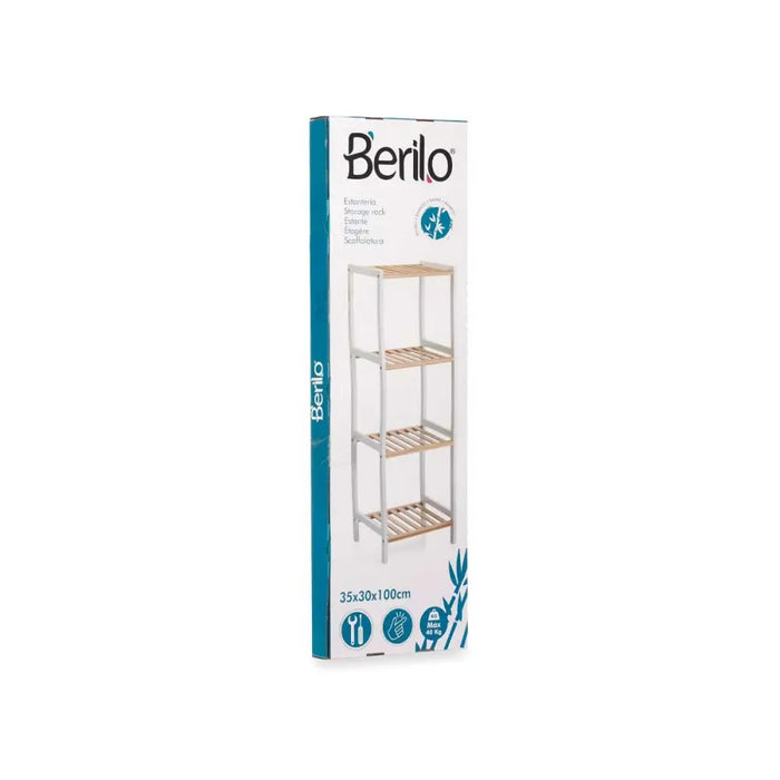 Bathroom Shelves Berilo White Natural 35 x 30 x 100 cm 35,2 x 100,2 x 30,2 cm - Баня<<<Дом Градина<<<BigBuy&&&Аксесоари