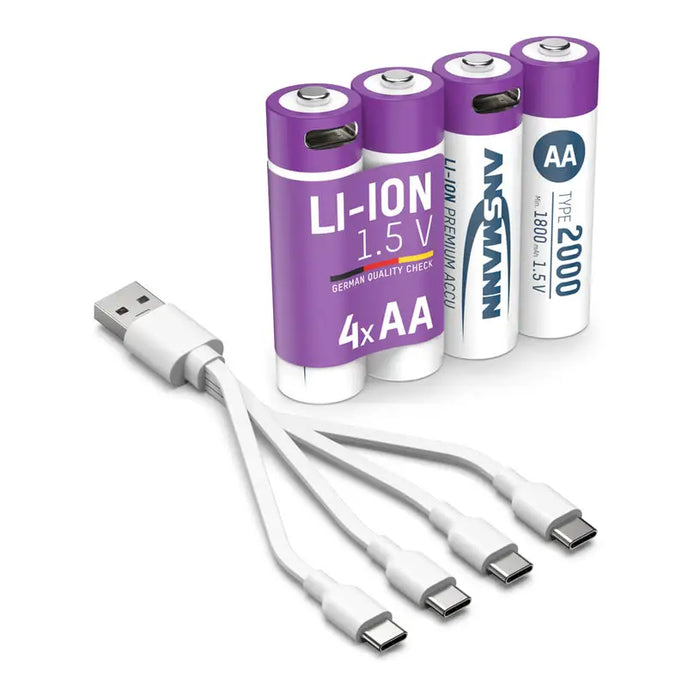 BATTERIES ANSMANN 5434 2000MAH USB-C 4PCS - Батерии<<<Батерии и фенери<<<Осветление<<<Praktiker&&&Батерии и