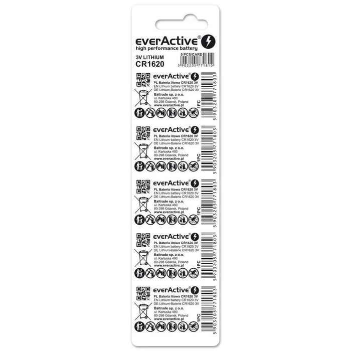 Batteries EverActive CR1620 3 V (5 Units) - Алкални батерии<<<Електроника Батерии<<<Компютри|