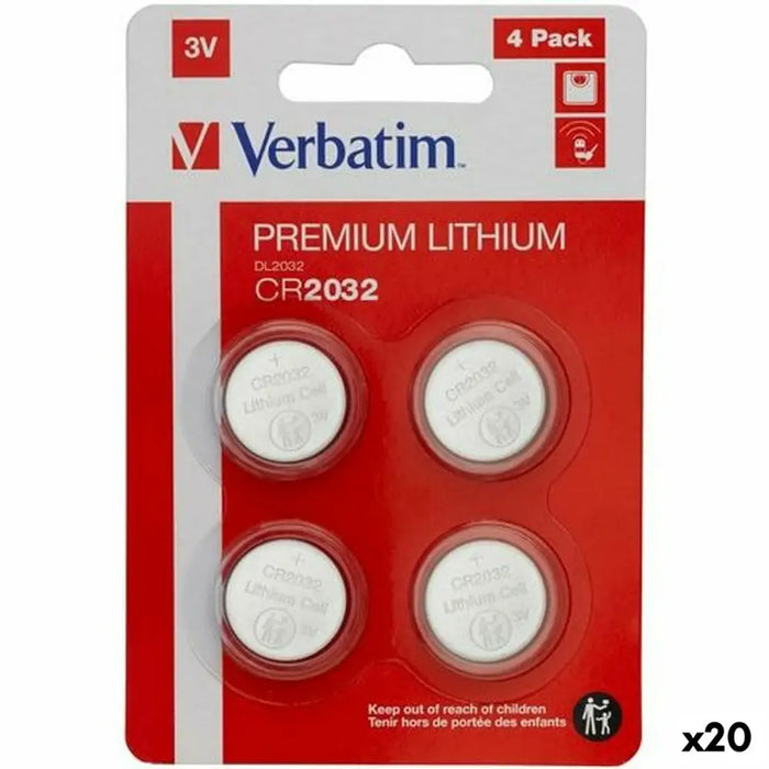 Batteries Verbatim CR2032 4 Pieces 20 Units 3V - Електроника Батерии<<<Компютри| Електроника<<<BigBuy&&&Алкални