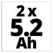 BATTERY 2 18 V 5.2 AH EINHELL POWER X-CHANGE - Батерии и зарядни<<<Шлайф машини<<<Инструменти и