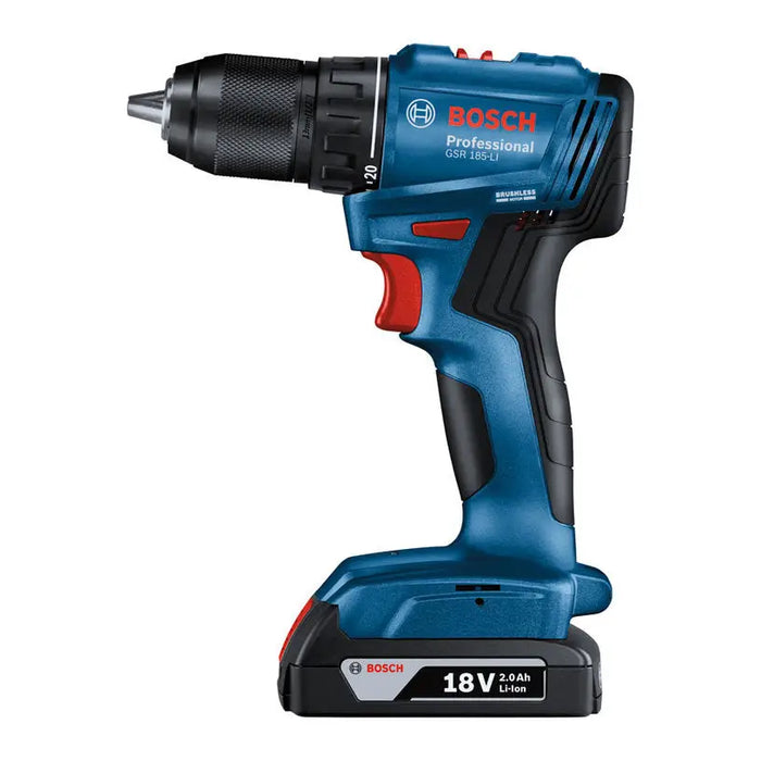 BATTERY BRUSHLESS DRILL BOSCH PROFESSIONAL GSR 185 Li 18 V 50.00 nm NUMBER OF BATTERIES 2 2.00 Ah SUITCASE