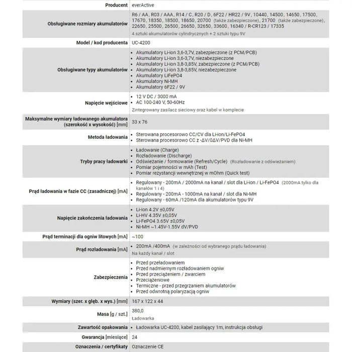 Battery charger EverActive UC-4200 - Зарядни за Батерии<<<Електроника Батерии<<<Компютри|