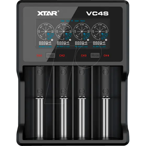 Battery charger XTAR VC4SL 4 sockets LCD display USB LiIon & NIMH 18650 CR123 AA AAA - Зарядни устройства и