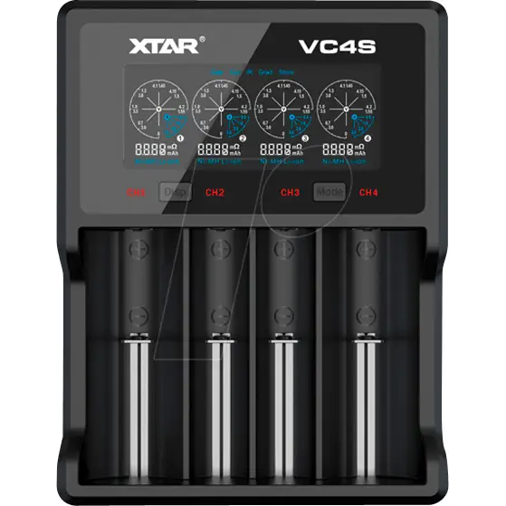 Battery charger XTAR VC4SL 4 sockets LCD display USB LiIon & NIMH 18650 CR123 AA AAA - Зарядни устройства и
