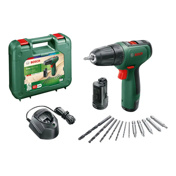 BATTERY DRILL BOSCH EASYDRILL 1200 12 V 30.00 nm NUMBER OF BATTERIES 2 1.50 Ah SUITCASE - Акумулаторни бормашини и