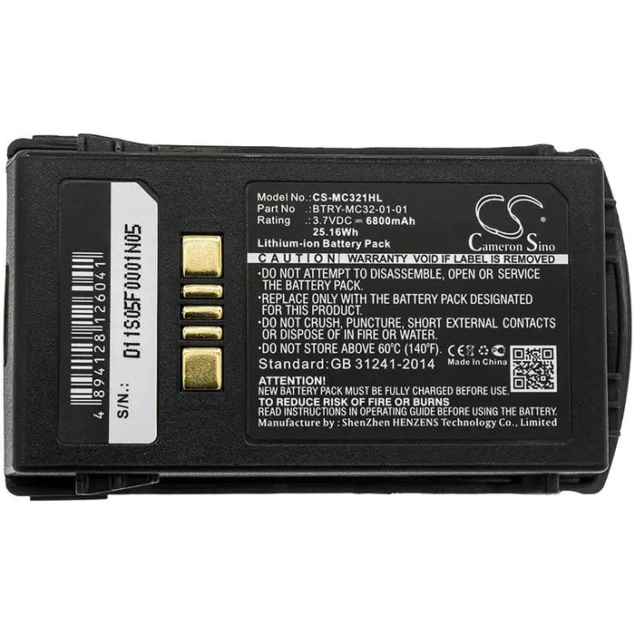 Battery for barcode scanner Zebra MC3300 MC3200 Motorola MC3200 BTRY-MC32-01-01 LiIon 3.7V 6800mAh Cameron Sino
