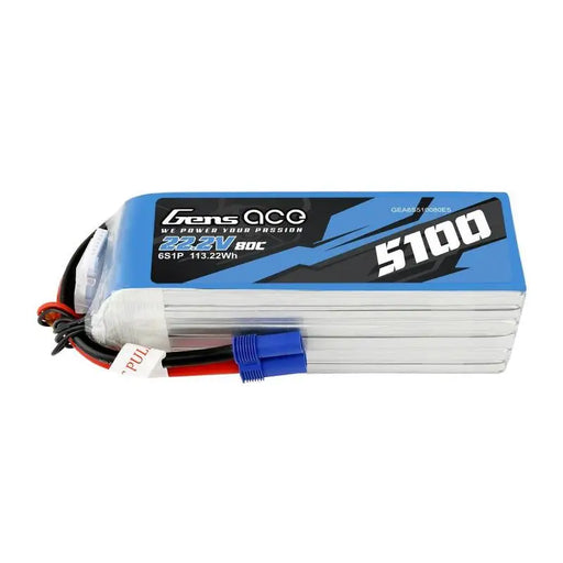 Battery GensAce 5100mAh 22.2V 80C 6S1P EC5 - Lithium and NiMH<<<Batteries<<<RC models<<<InnproXML