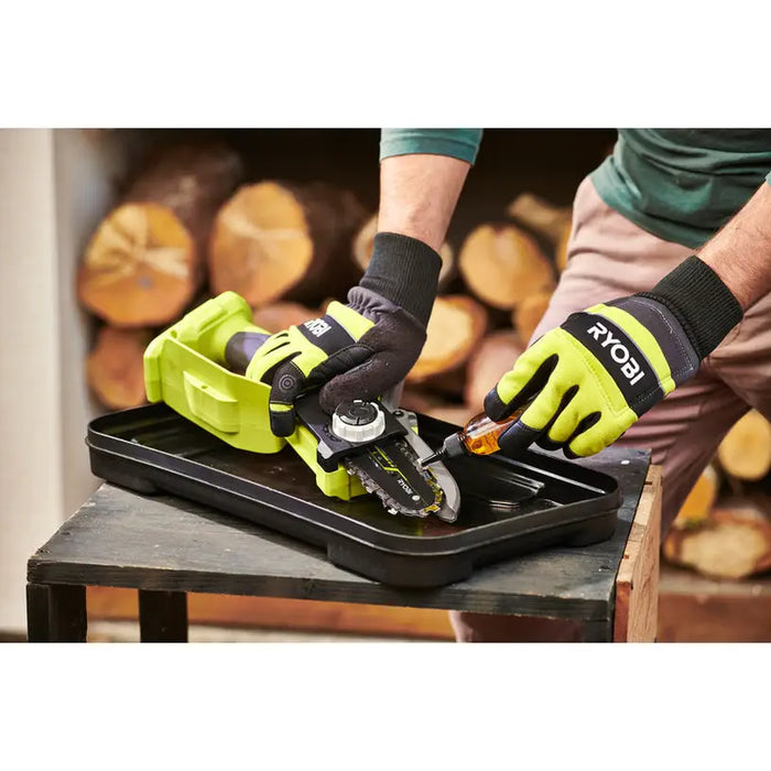 BATTERY MINI CHAIN SAW RYOBI RY18PSX10A-0 18 V BAR LENGTH 10.00 cm WITHOUT BATTERY AND CHARGER BAR LENGTH 10.00 cm