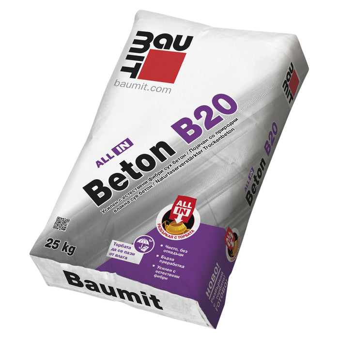 DRY CONCRETE REINFORCED WITH NATURAL FIBERS BAUMIT ALL IN BETON