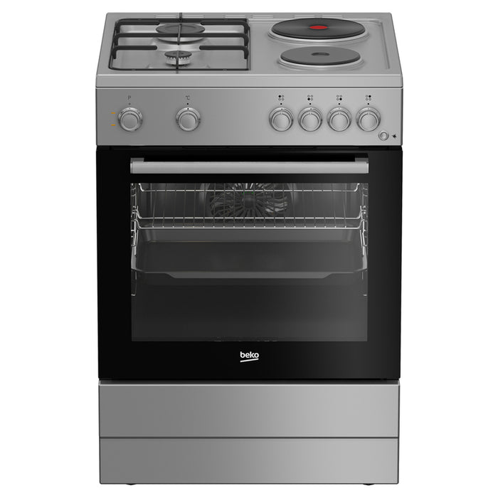 Combined stove BEKO FBE 64010 SDSL/Silver/GA A, 2 GAS AND 2 ELECTRIC, IGNITION BUTTON
