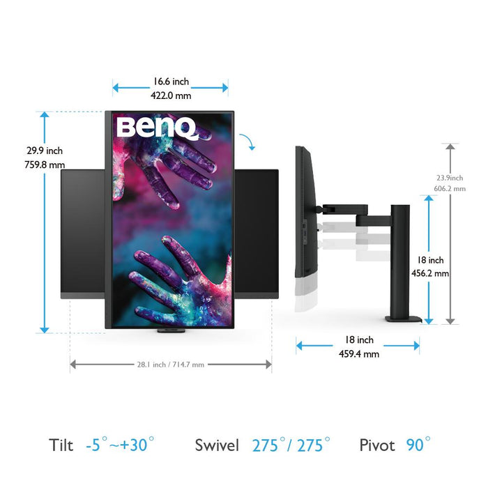 Monitor BenQ PD3205UA, 31.5 inch, IPS, 3840x2160, 60Hz, HDMI, DP, USB-C PD