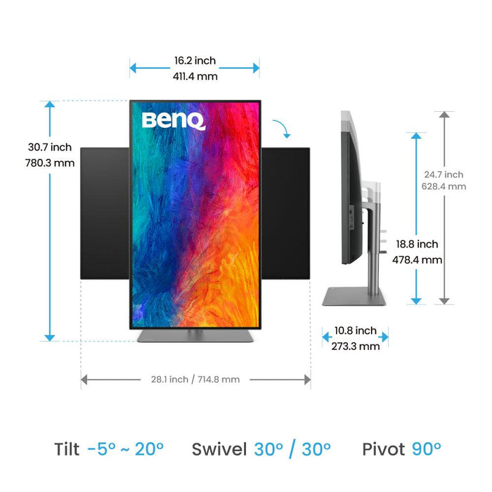 Monitor BenQ PD3225U, 32", Wide IPS, 4K, HDMI, DP, Thunderbolt 3, USB 3.1 Hub, HDR10