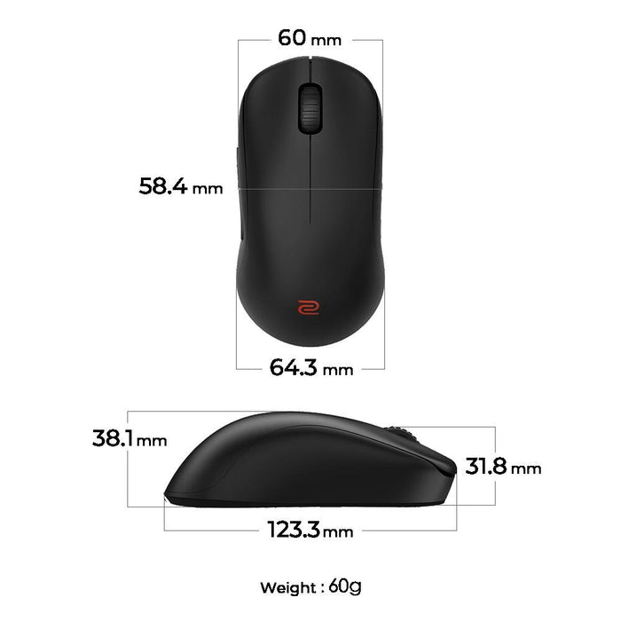 ZOWIE U2-DW 4K Wireless Gaming Mouse, 2.4G, Black