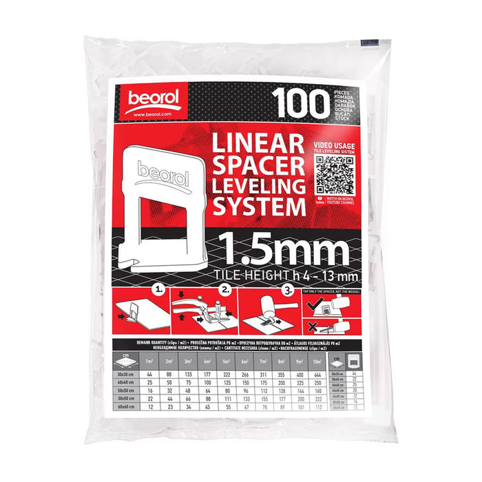 BEOROL TILE LEVELING FIXER 1.5 MM 100 PCS